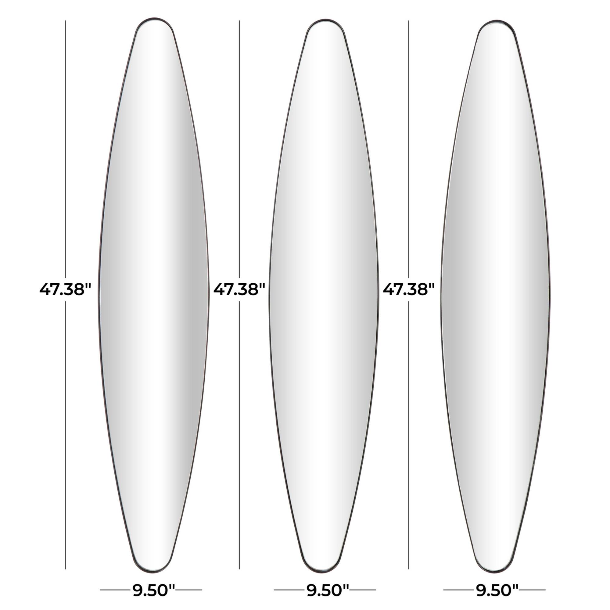 10" x 47" Black Metal Elongated Oval Wall Mirror Set